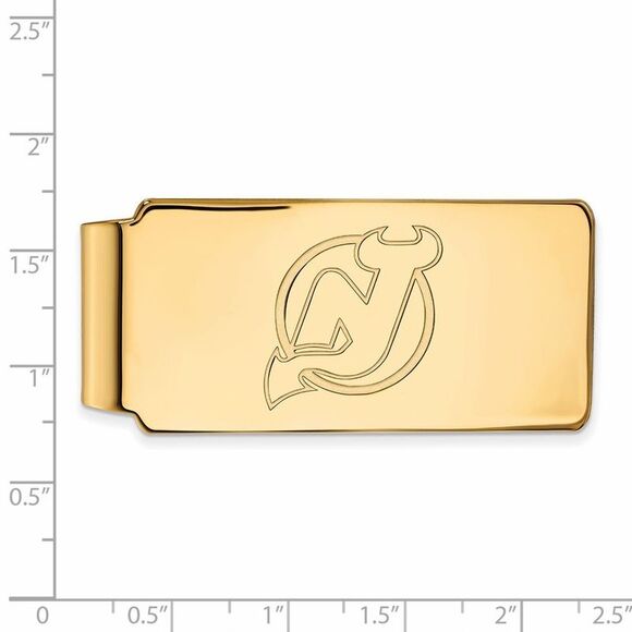14k Yellow Gold NHL New Jersey Devils Money Clip - Picture 2 of 3